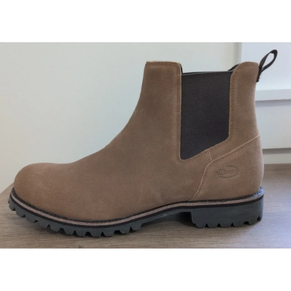 Chaco Men's Fields Chelsea Waterproof Boots Size 10.5 Tan Leather Suede Lug-Sole
